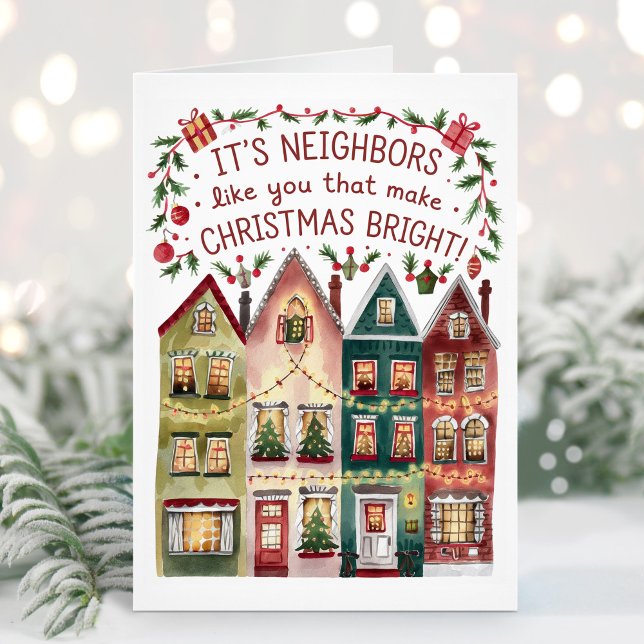 Watercolor Neighborhood Neighbor Christmas Card (Creator Uploaded)