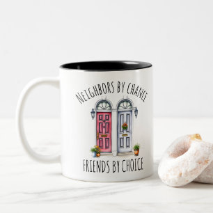Watercolor Neighbors by Chance Friends by Choice  Two-Tone Coffee Mug