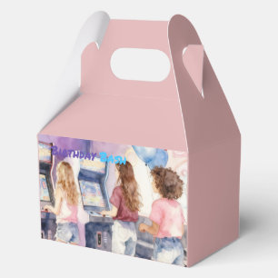 Watercolor Neon Arcade Kids’ Birthday Bash Favor Boxes