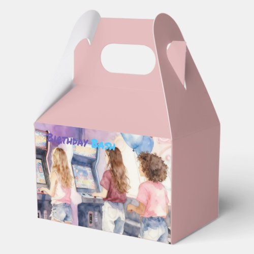 Watercolor Neon Arcade Kids’ Birthday Bash Favor Boxes