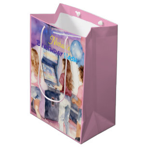 Watercolor Neon Arcade Kids’ Birthday Bash Medium Gift Bag