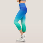 Watercolor Neon Ocean Blue Green Summer Theme Capri Leggings<br><div class="desc">This tropical design features a beautiful watercolor vivid ocean blue and green beach background. Click the customize button for more flexibility in modifying/adding text! Variations of this design as well as coordinating products are available in our shop, zazzle.com/store/doodlelulu. Contact us if you need this design applied to a specific product...</div>