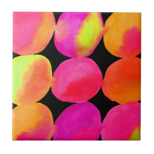 Watercolor neon pattern abstract art bright color ceramic tile