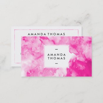 Watercolor Neon Pink Abstract Modern Artistic Cool Business Card by busied at Zazzle