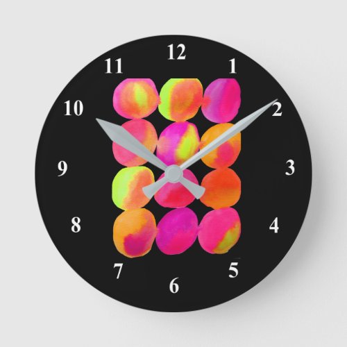 Watercolor neon spots pop art round clock