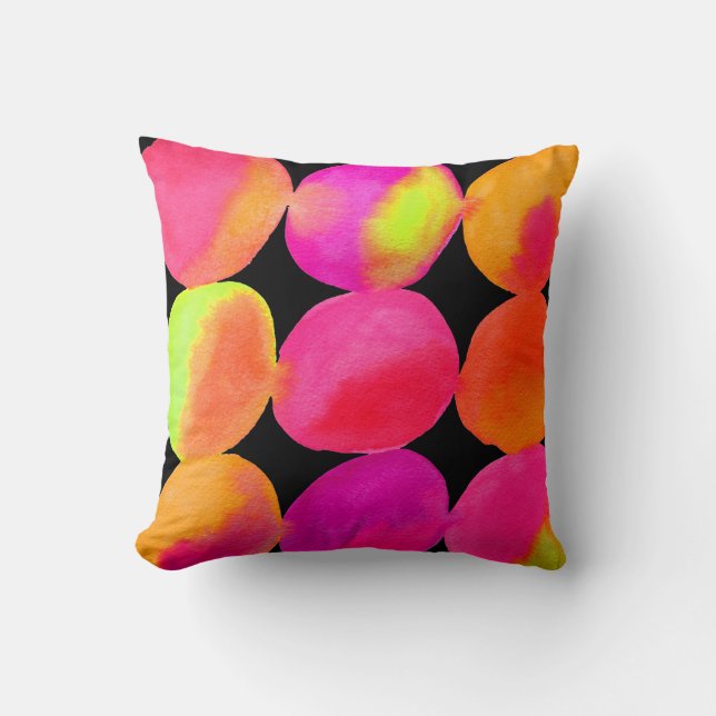 Watercolor neon spots pop art throw pillow (Front)