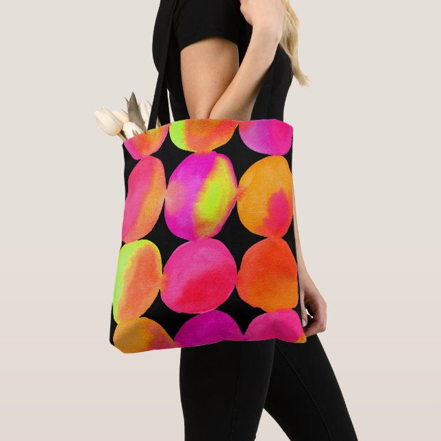 Watercolor neon spots pop art tote bag (Close Up)