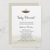 Watercolor Neutral Bird's Nest Baby Shower Invitation (Front/Back)
