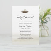 Watercolor Neutral Bird's Nest Baby Shower Invitation (Standing Front)