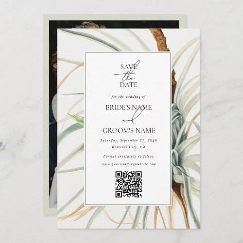 Watercolor Neutral Boho Botanical Photo Wedding Save The Date