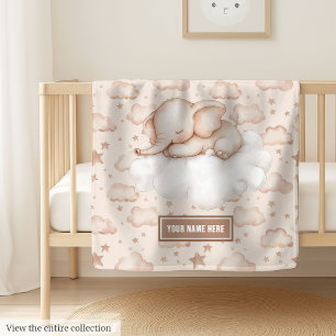 Watercolor neutral colors cute sleeping elephant baby blanket