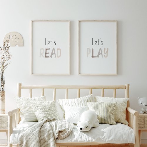 Watercolor Neutral lets read and play set of 2