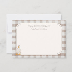 Watercolor Neutral Plaid Goose Thank You Card
