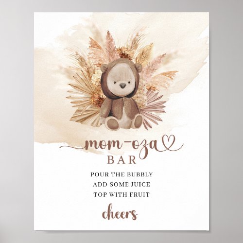 Watercolor neutral teddy bear Mom_osa bar sign