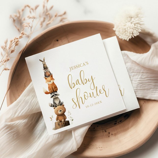 watercolor neutral Woodland Animal baby shower  Napkins (Creator Uploaded)