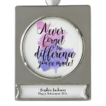 Watercolor Never Forget The Difference Retirement Silver Plated Banner Ornament