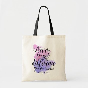 Watercolor Never Forget The Difference Retirement Tote Bag