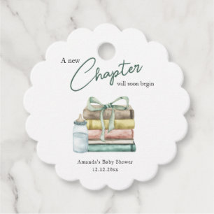 Watercolor New Chapter Baby Shower Favor Tags