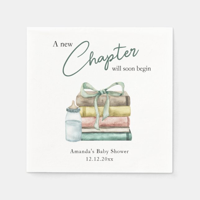 Watercolor New Chapter Baby Shower Napkins (Front)