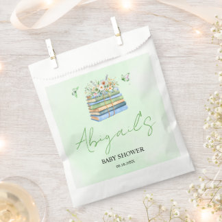 Watercolor New Chapter Begins green baby shower Favor Bag
