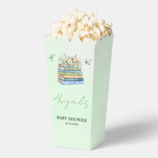 Watercolor New Chapter Begins green baby shower Favor Boxes