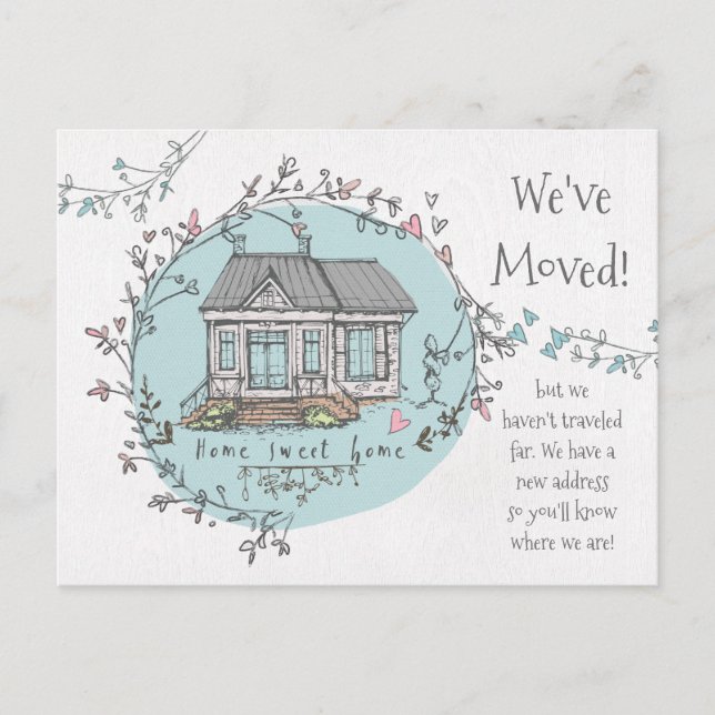Watercolor New Home address we've moved Announcement Postcard (Front)
