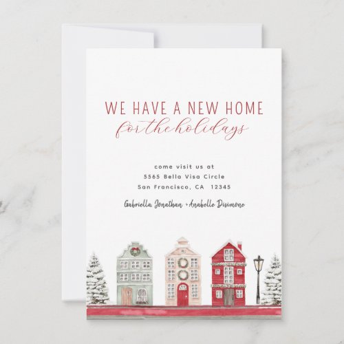 Watercolor New Home For Holidays Moving Announcement