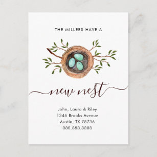 Watercolor New nest Change of Address moving  Postcard
