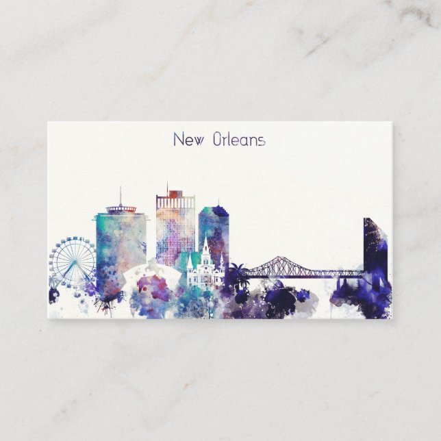 Watercolor New Orleans Business Card (Front)