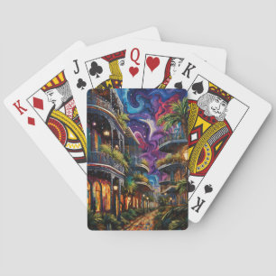 WATERCOLOR NEW ORLEANS MADRI GRAS SCENES POKER CARDS