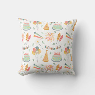 Watercolor New Year pattern in pastel color Throw Pillow
