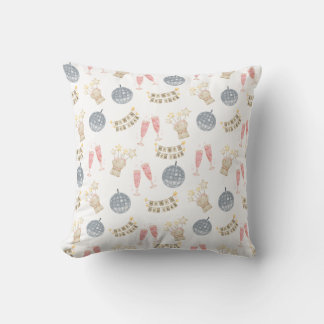 Watercolor New Year pattern in vintage Throw Pillow