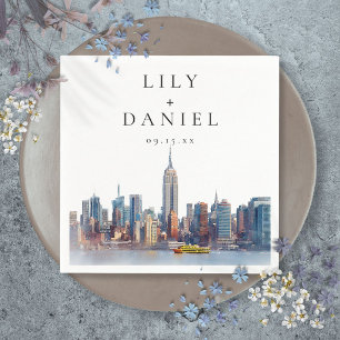 Watercolor New York City Destination Wedding Napkins