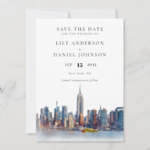 Watercolor New York City Destination Wedding Save The Date
