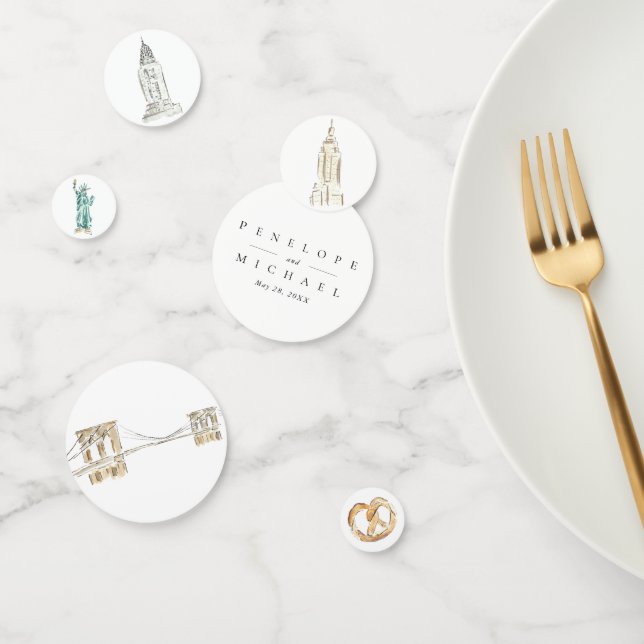 Watercolor New York City Skyline Wedding Confetti (Group)