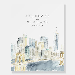 Watercolor New York City Skyline Wedding Foam Board