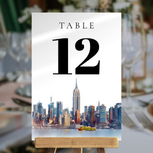 Watercolor New York City Table Number