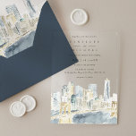 Watercolor New York City USA Destination Wedding Acrylic Invitations<br><div class="desc">This gorgeous acrylic wedding invitation features a chic text paired with a beautiful watercolor painting of a New York skyline featuring the Brooklyn Bridge. Choose between a clear or frosted acrylic card. Full matching wedding suite available.</div>