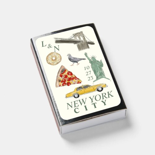 Watercolor New York City Wedding Matchboxes