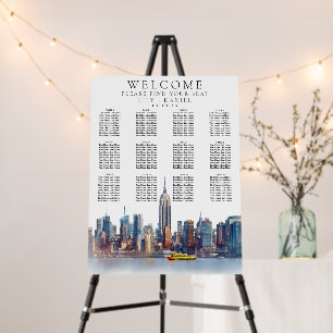 Watercolor New York City Wedding Seating Chart Foam Board