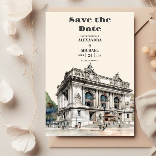 Watercolor New York Destination Wedding Save The Date