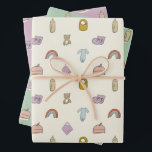 Watercolor Newborn Illustrations Baby Shower Wrapping Paper Sheets<br><div class="desc">Wrap your gifts with these darling Baby Shower themed wrapping paper sheets. Featuring a pattern of newborn illustrations in a beautifully warm color scheme.</div>