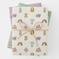 Navy Pastel Blue Watercolor Floral Pattern Wrapping Paper Sheets, Zazzle