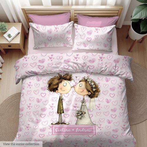 Watercolor Newlyweds Duvet Cover Funny Wedding Gif