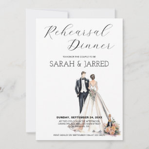 Watercolor Newlyweds Rehearsal Invitation