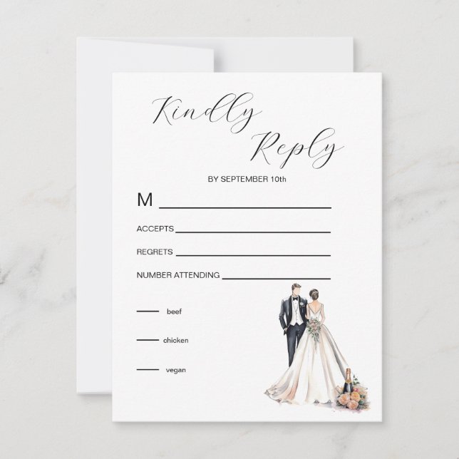 Watercolor Newlyweds RSVP Card (Front)