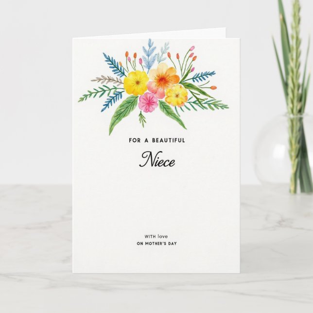 Watercolor Niece Card For Mom (Front)