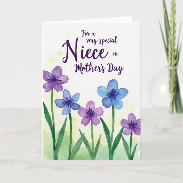 Watercolor Niece Mothers Day Card (Front)