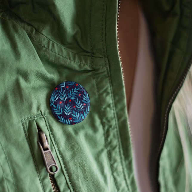 Watercolor night garden - turquoise, blue and red button (Creator Uploaded)