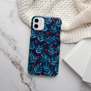 Watercolor night garden - turquoise, blue and red iPhone 13 pro case